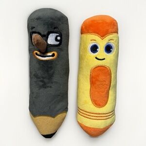 Baby First TV Talking Plush Set Pencil & Orange Crayon 8" Rare Discontinued